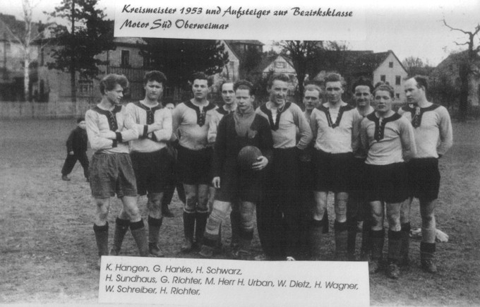 Kreismeister und Aufsteiger in die Bezirksklasse: BSG Einheit Oberweimar 1953