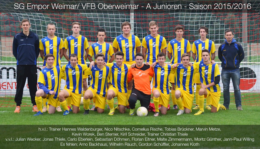 Mannschaftsarchiv VfB Oberweimar: A-Junioren (SG VfB Oberweimar) (2015/2016) Mannschaftsarchiv VfB Oberweimar: A-Junioren (SG VfB Oberweimar) (2015/2016)