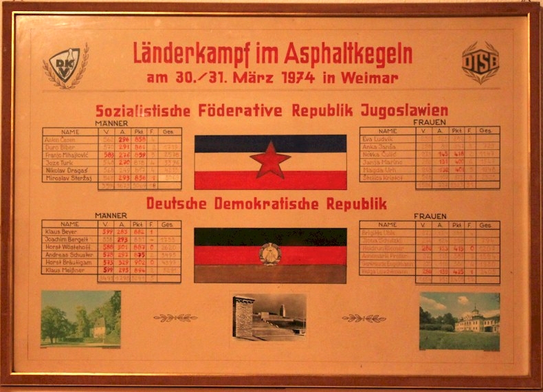 Ländervergleich im Kegeln zwischen der DDR und Jugoslawien 1974