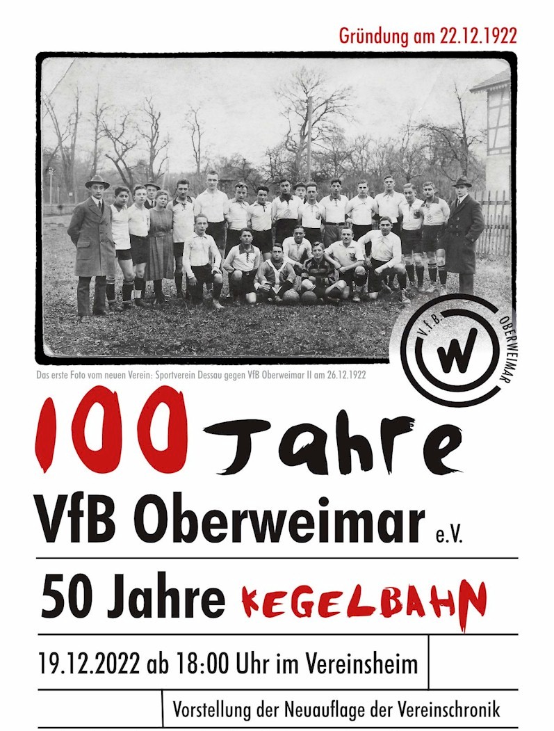 100 Jahre VfB Oberweimar - 50 Jahre Kegelbahn des Handwerks