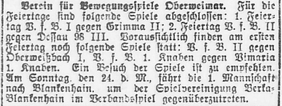 Zeitungsartikel vom 22.12.1922 Zeitungsartikel vom 22.12.1922
