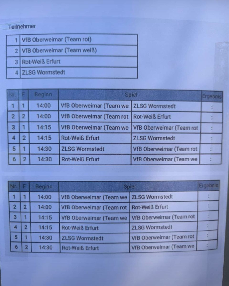 F-Junioren Turnier mit Rot-Weiß Erfurt und Wormstedt auf dem Parksportplatz