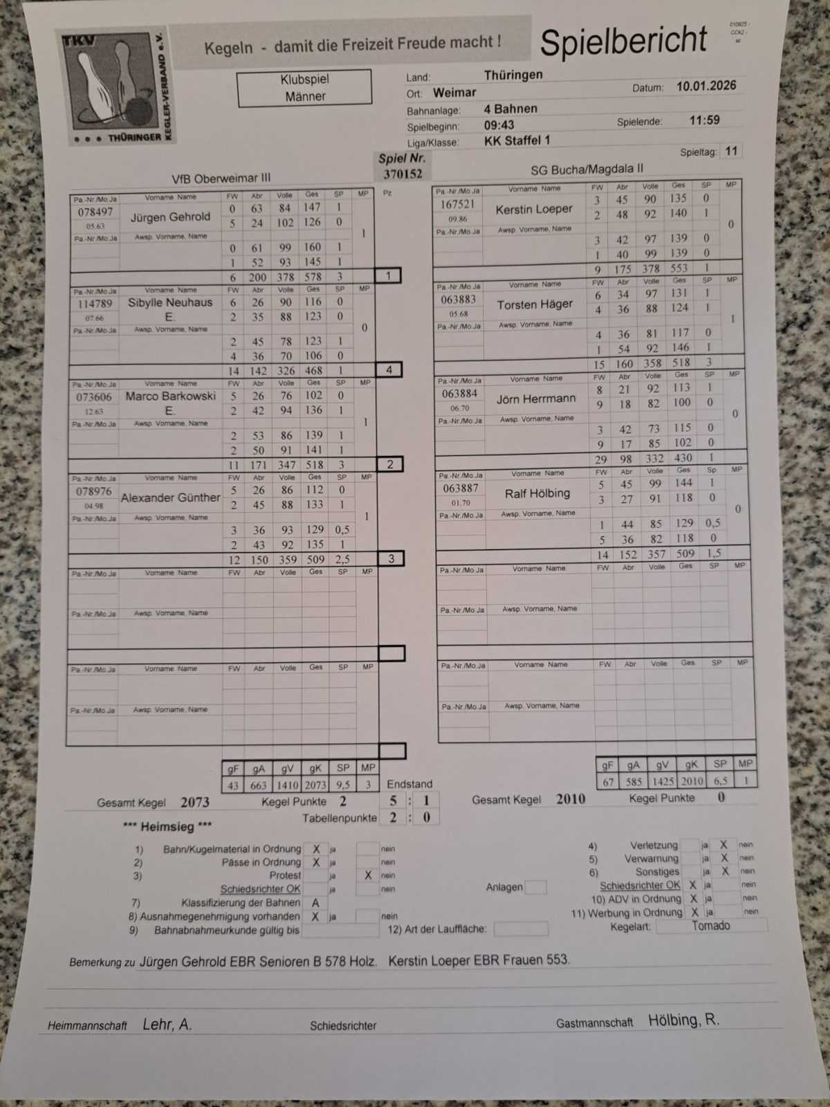 Gewonnen gegen SG Bucha/Magdala Gewonnen gegen SG Bucha/Magdala