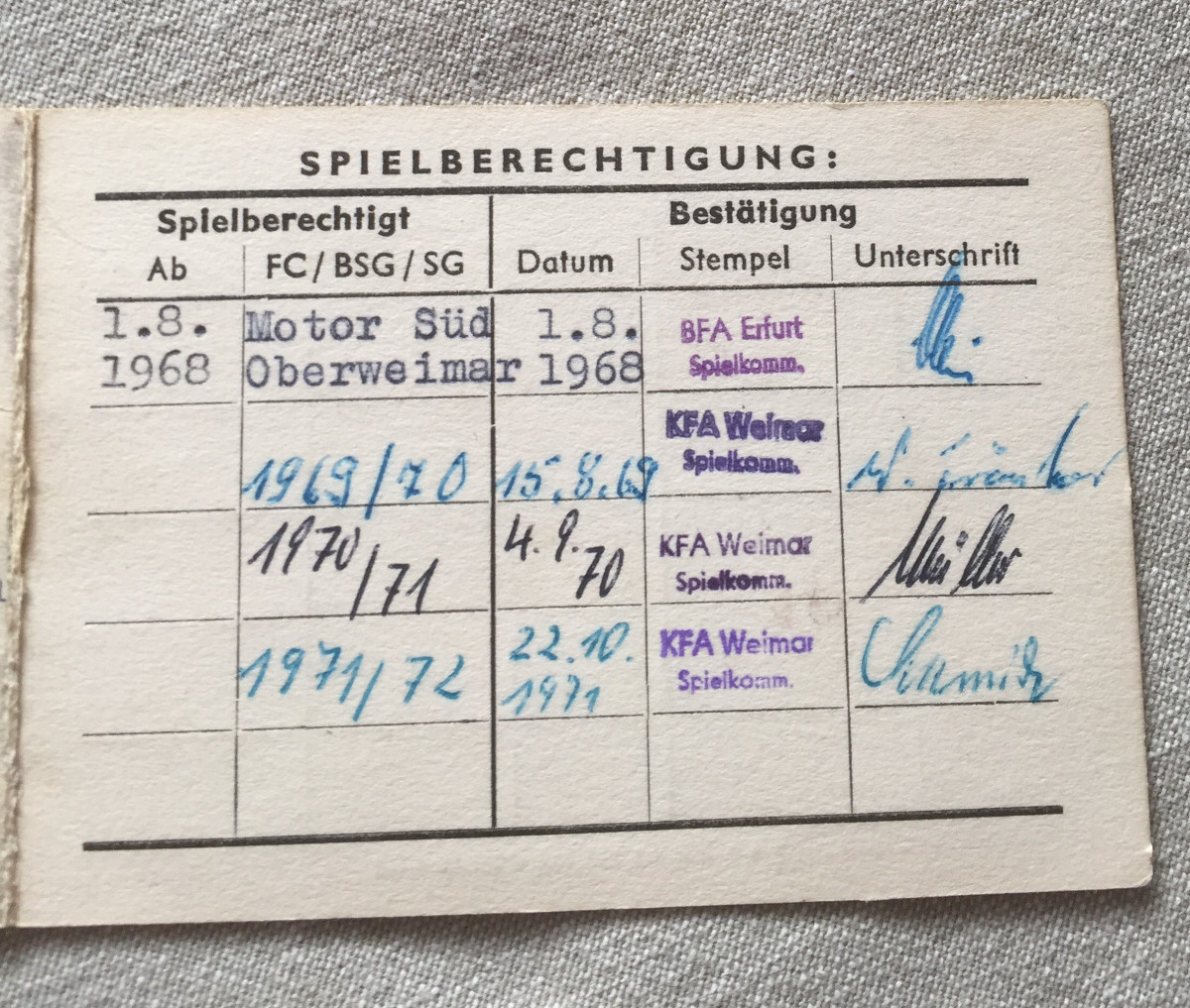 Spielerpass Rolf Angermann Spielerpass Rolf Angermann