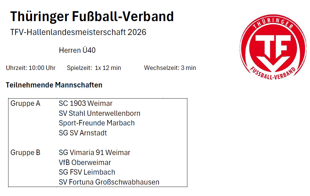Ü40 Hallenlandesmeisterschaft Ü40 Hallenlandesmeisterschaft