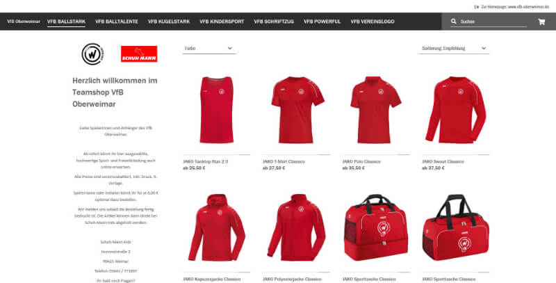 Online-Shop des VfB Oberweimar